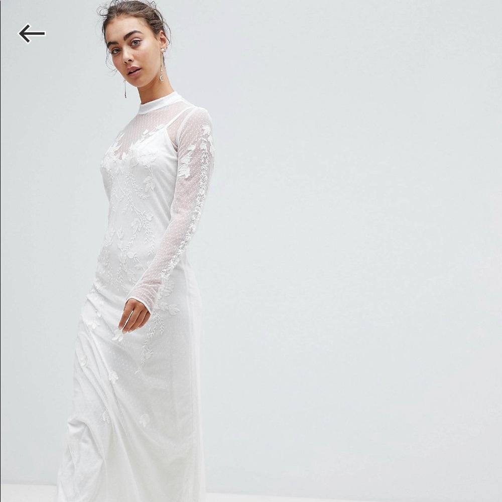 ASOS Bridal Dress with embroidery and high neck